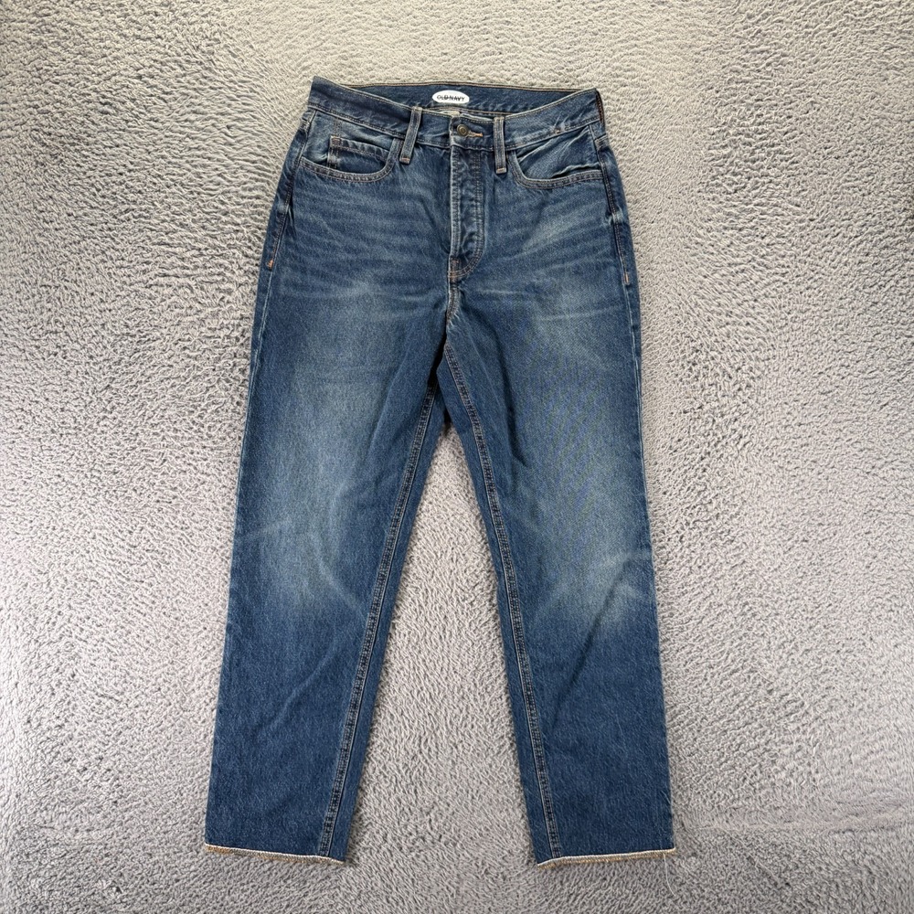 Old Navy Jeans Womens 6 Blue Cotton Denim Straight Button-Fly Cropped Streetwear